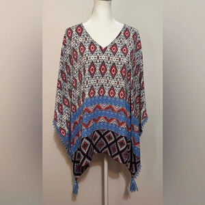 Jade by Melody Tam Boho Tassel Caftan Poncho Top Sz M/L R1